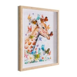 Wandbild 43 X 53 Cm Giraffe Mit Schmetterlingen