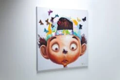 Wandbild 100 X 100 Cm Boy With Butterflys